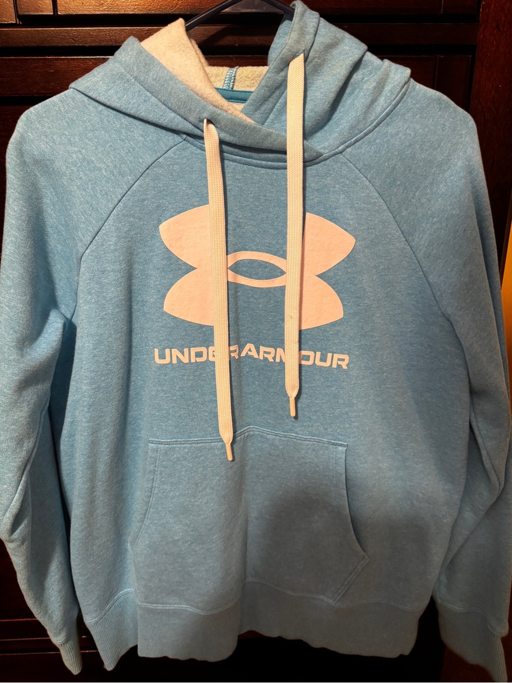 Under Armour Women's Light Blue Hoodie with White Logo